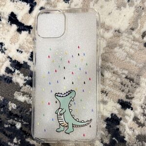 Clear Dinosaur Phone Case with Colorful Raindrops